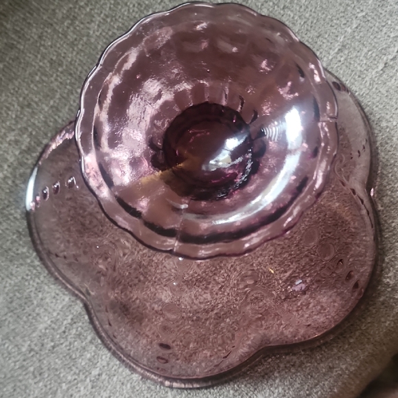 IKEA Amethyst Pressed Glass Compote Bowl Vintage - Picture 9 of 13